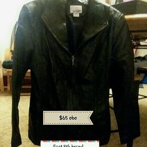 Genuine Leather black jacket, womens S,East 5th